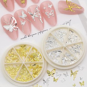 Nouveauté 2026 : Accessoires de décoration d'ongles DIY, breloques 3D papillon or et argent pour nail art - Product Image 1