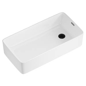 Vasque rectangulaire en céramique pour comptoir avec trou de trop-plein, montage de robinet monotrou, résistante à l'eau, pour salle de bain - Product Image 2
