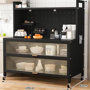 Offre Spéciale étagère de rangement de cuisine non pliante à <span class=keywords><strong>4</strong></span> niveaux avec porte rabattable pour le garde-manger des boulangers pour une organisation efficace de la cuisine - Product Image 1