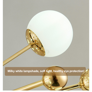 <span class=keywords><strong>Lampadario</strong></span> Nordico Moderno in Ottone e Vetro <span class=keywords><strong>con</strong></span> Finitura Dorata, LED ad Alta Luminosità 3000K Luce Calda per Camera da Letto e Soggiorno - Product Image 4