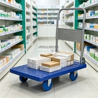 Chariot utilitaire à quatre roues en plastique pour entrepôt, usine et opérations logistiques