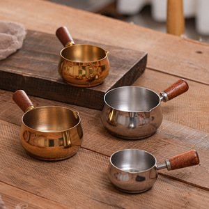 Tazón para Salsas de Acero Inoxidable 304 con Mango de Madera, Plato para Salsas de Comida Occidental, Cuchara para Condimentos, Plato para Salsas de Tomate y Ensalada - Product Image 6