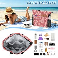 Sac fourre-tout d'été pour femme en polyester, résistant à l'eau, imprimé floral, avec logo personnalisé, poche avant et fermeture éclair, grand format pour la plage