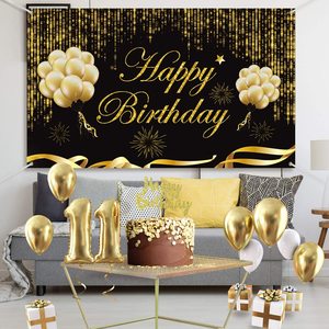 แบนเนอร์ฉากหลังงานวันเกิด ป้ายผ้าขนาดใหญ่ ล้างทำความสะอาดได้ ประดับกลิตเตอร์ สำหรับงานฉลองวันเกิดครบรอบ 30 40 50 60 70 80 ปี - Product Image 4