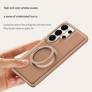 Funda de Teléfono de Cuero PU Magnética con Electrochapado de Lujo para Samsung S26 S22 S23 S24 S25 Ultra con 360 °   Funda Protectora con Soporte para Anillo - Product Image 5