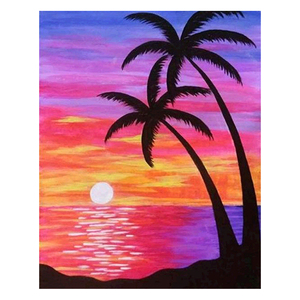 DIY 5D Plein Foret Diamant Peinture Couleur Ciel Bord <span class=keywords><strong>De</strong></span> Mer <span class=keywords><strong>Coucher</strong></span> <span class=keywords><strong>De</strong></span> <span class=keywords><strong>Soleil</strong></span> <span class=keywords><strong>Paysage</strong></span> Diamant Peinture Cocotier Point <span class=keywords><strong>De</strong></span> Croix Décor À La Maison Cadeau - Product Image 1