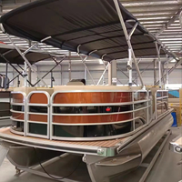 Bateau ponton catamaran en aluminium soudé de 5,8 m (19 pieds) pour la famille, les fêtes aquatiques, les lacs et les rivières, à vendre