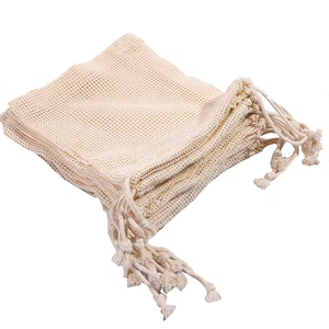 Tùy Chỉnh 25*20Cm Tái Sử Dụng Sản Xuất Túi Cotton Hữu Cơ Lưới Cao Cấp Mạnh Mẽ <span class=keywords><strong>Net</strong></span> Trái Cây Rau Lưới Túi Hàng Tạp Hóa Lưu Trữ Có Thể Giặt - Product Image 2