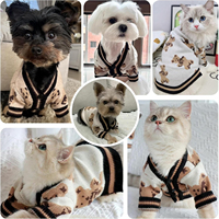 Vêtements pour chiens personnalisés en usine, OEM ODM, pull en tricot pour chien avec imprimé ours, chaud pour l'hiver, pour chiens et chats de petite et moyenne taille