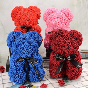 Rose artificielle en PE en forme d'ours en peluche, 25 cm x 40 cm, cadeau de Noël, de la Saint-Valentin ou de la Fête des Mères - Product Image 4