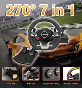 <span class=keywords><strong>Volante</strong></span> de Carreras para Juegos 270, Joystick Multifunción 7 en 1 con Pedales, <span class=keywords><strong>Compatible</strong></span> con /P4/P3/PC/ <span class=keywords><strong>One</strong></span>/ 360/Android/Switch - Product Image 1