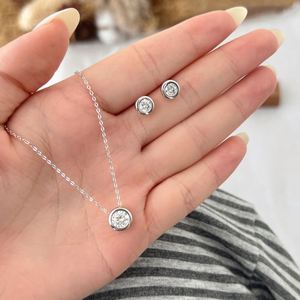 Dylam Customizable Fine <b>Top</b> Jewelry 925 <b>Silver</b> Link <b>Chain</b> Solitaire Circle 1.5ct D Color VVS1 Moissanite Pendant Jewel Necklaces - Product Image 4