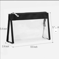 Sac de maquillage en PVC transparent, grande capacité, trousse de toilette imperméable, pochette de rangement portable transparente avec fermeture éclair
