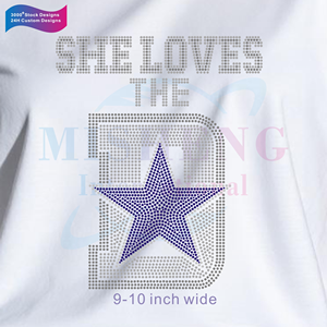 Chất lượng cao tùy chỉnh <span class=keywords><strong>Bling</strong></span> cô ấy yêu Ngôi Sao Bóng Đá Rhinestone chuyển cao bồi sắt trên Rhinestone biểu tượng tùy chỉnh - Product Image 1