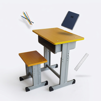 Vente directe d'usine, ensemble bureau et chaise pour étudiants avec cadre métallique simple, hauteur réglable, bureau et chaise pour enfants pour l'école