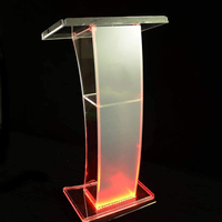 Pupitre d'église moderne en acrylique poli, plateforme de podium, éclairage LED transparent pour exposition, personnalisable