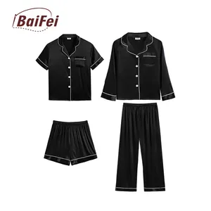 Silk Satin Women Pajamas Set Cotton Pajamas Matching Christmas For Family Bamboo Designer Kids Halloween Button Pajamas