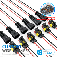 Konektor Tahan Air Otomatis 2P dengan Kabel, Soket Steker AMP Male Female, HID, Kabel Standar Nasional 10cm |   Harness Kabel Otomotif