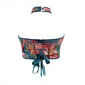 Haut vintage court multicolore pour femme, style corset et <span class=keywords><strong>bustier</strong></span>, à col licou, <span class=keywords><strong>moulant</strong></span>, à baleines, amincissant, en polyester antibactérien - Product Image 3