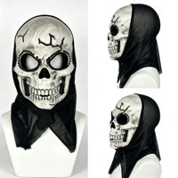 Masque intégral en plastique crâne fissuré pour Halloween, décoré de strass noirs, masque squelette effrayant, accessoires de cosplay d'horreur