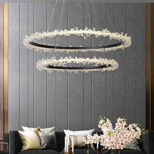Lampadario <span class=keywords><strong>a</strong></span> LED in Cristallo con Anello Dorato, Lampada <span class=keywords><strong>a</strong></span> <span class=keywords><strong>Sospensione</strong></span> <span class=keywords><strong>per</strong></span> <span class=keywords><strong>Camera</strong></span> <span class=keywords><strong>da</strong></span> <span class=keywords><strong>Letto</strong></span> e Sala <span class=keywords><strong>da</strong></span> Pranzo, Lussuoso Lampadario Moderno - Product Image 6
