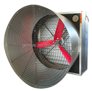 Ventilateur d'extraction 54 pouces avec pales rouges et volets coniques pour l'élevage avicole et la ventilation des usines - Product Image 5
