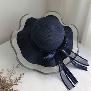 Western New Image Lace-trimmed Bow Travel Sun Protection Sun <b>Straw</b> Beach <b>Hat</b> Unisex with Cycling - Product Image 5