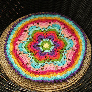 Individual redondo hecho a mano <span class=keywords><strong>para</strong></span> <span class=keywords><strong>comedor</strong></span>, tapete de ganchillo hecho a mano de 40x40, tapete bohemio <span class=keywords><strong>para</strong></span> decoración d - Product Image 3