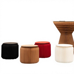 Ihpaper H28cm <span class=keywords><strong>Tabouret</strong></span> pliant en <span class=keywords><strong>carton</strong></span> avec coussin rond, mobilier d'intérieur pour hôtel, chambre et entrée - Product Image 4