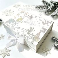 Caja de Regalo Navideña con Estampado Holográfico, Caja de Regalo Plegable Iridiscente con Cinta para Festividades