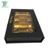 Cajas de Cartón para Alimentos con Impresión Personalizada de Lujo, Cajas para Chocolates de Papel de Grado Alimenticio con Bandeja Dorada