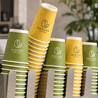 Gobelets en papier écologiques personnalisables avec logo, double paroi et couvercles, couleur Morandi, pour café chaud, vente en gros pour cafés à emporter