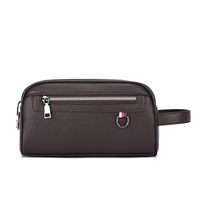 Tas Selempang Bisnis Pria Model Cross-Border Bahan PU Lembut dengan Ritsleting, Kapasitas Besar, Kantong Ponsel, Dompet, Bahan Polyester Bernapas, Cocok untuk Aktivitas Luar Ruangan