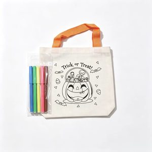 Set Borsa Fai da Te Halloween Personalizzabile per Genitore e Figlio, Borsa in Tela Artigianale Riutilizzabile con Stampa Serigrafica, Forma Piatta, Marca HS Fashion - Product Image 4