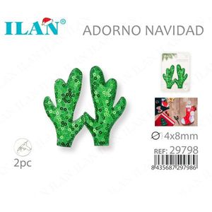 Ornamento Natalizio a Forma di Corna di Cervo Ilan, 4x8mm, Paillettes Verdi, 2 Pezzi, Decorazione per Albero - Product Image 3