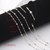 Varias cadenas de cable de eslabones planos de Plata de Ley 925, cadena de Singapur, cadena de bordillo con cuentas para DIY, collar, pulsera, fabricación de joyas