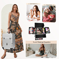 Valise de maquillage professionnelle à grande capacité, multi-couches, coque rigide, valise à roulettes pour cosmétiques, valise de beauté avec roulettes