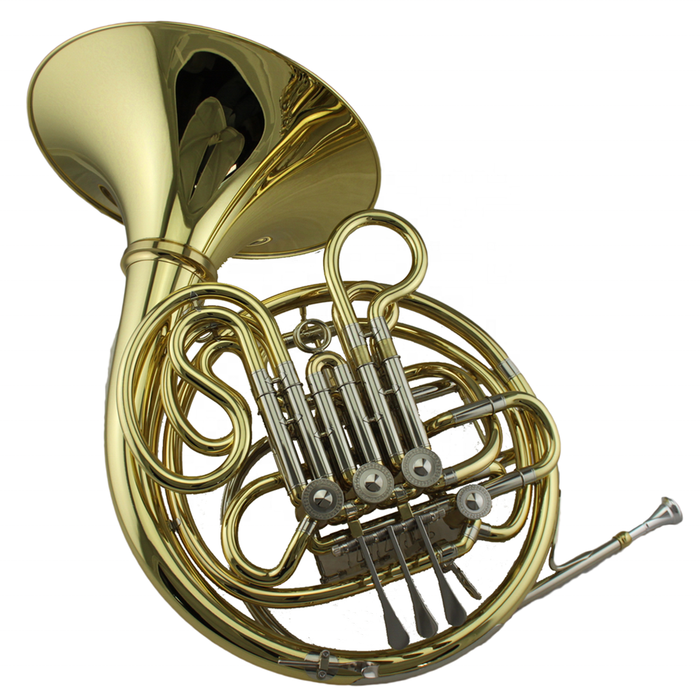 Золотой лак латунный корпус Мельхиор настройки трубы 4-кнопочный двойная валторна