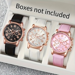 Reloj de Pulsera de Cuero <span class=keywords><strong>para</strong></span> Mujer, Modelo 2025, Más Vendido, Deportivo, Resistente al Agua, de Ginebra, de PU, Regalo <span class=keywords><strong>para</strong></span> Novia, Reloj de Cuarzo <span class=keywords><strong>para</strong></span> Hombre y Mujer - Product Image 2
