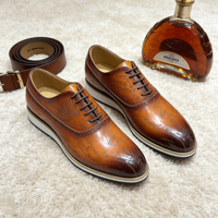Chaussures en cuir pour hommes, baskets habillées à semelle épaisse, chaussures décontractées de bureau confortables, chaussures de marche décontractées