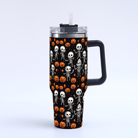 Vente en gros de gobelets à glace de grande taille de 40 oz avec design personnalisé pour Halloween et Noël, impression 3D créative, poignée, gobelets de voyage