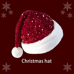 Sombrero clásico <span class=keywords><strong>de</strong></span> Papá Noel <span class=keywords><strong>de</strong></span> lentejuelas rojas con ribete <span class=keywords><strong>de</strong></span> piel sintética blanca y Pompón para el día <span class=keywords><strong>de</strong></span> Navidad Sombrero <span class=keywords><strong>de</strong></span> Navidad <span class=keywords><strong>de</strong></span> felpa <span class=keywords><strong>de</strong></span> Navidad - Product Image 2