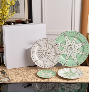 Plato de Porcelana China con Baño de Oro Ecológico de la Serie Lucky Star Compass, Diseño Europeo Occidental de Alta Gama y Lujo Ligero - Product Image 2