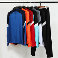 Combinaison d'entraînement de football à manches longues et demi-zip, respirante, 100 % polyester, pour l'automne, la course en extérieur, les tenues décontractées, et la personnalisation d'équipe de football