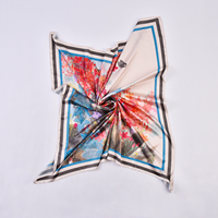 Foulard carré en soie 53*53, imprimé oiseaux et fleurs chinoises et chaîne rétro, pour tenue, décoration de sac et cadeau