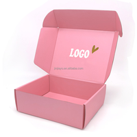 Boîtes d'expédition personnalisées roses en carton ondulé pour vêtements et chaussures, emballage avec impression logo sur deux côtés, boîte cadeau en papier
