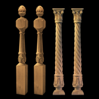 2023 Royal beaux piliers en bois massif et balustre escalier de luxe bois décoratif sculpté grande colonne bois romain Newel Post