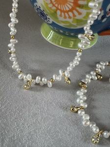 Freshwater Baroque <b>Pearl</b> Beaded <b>Necklace</b> Gold Plated Stainless Steel Choker for Wedding Party Women - Product Image 3