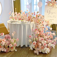 Fleur artificielle en soie, cascade de fleurs colorées, fleur de table, décorations de mariage, ornements de scène de fiançailles, fête d'anniversaire