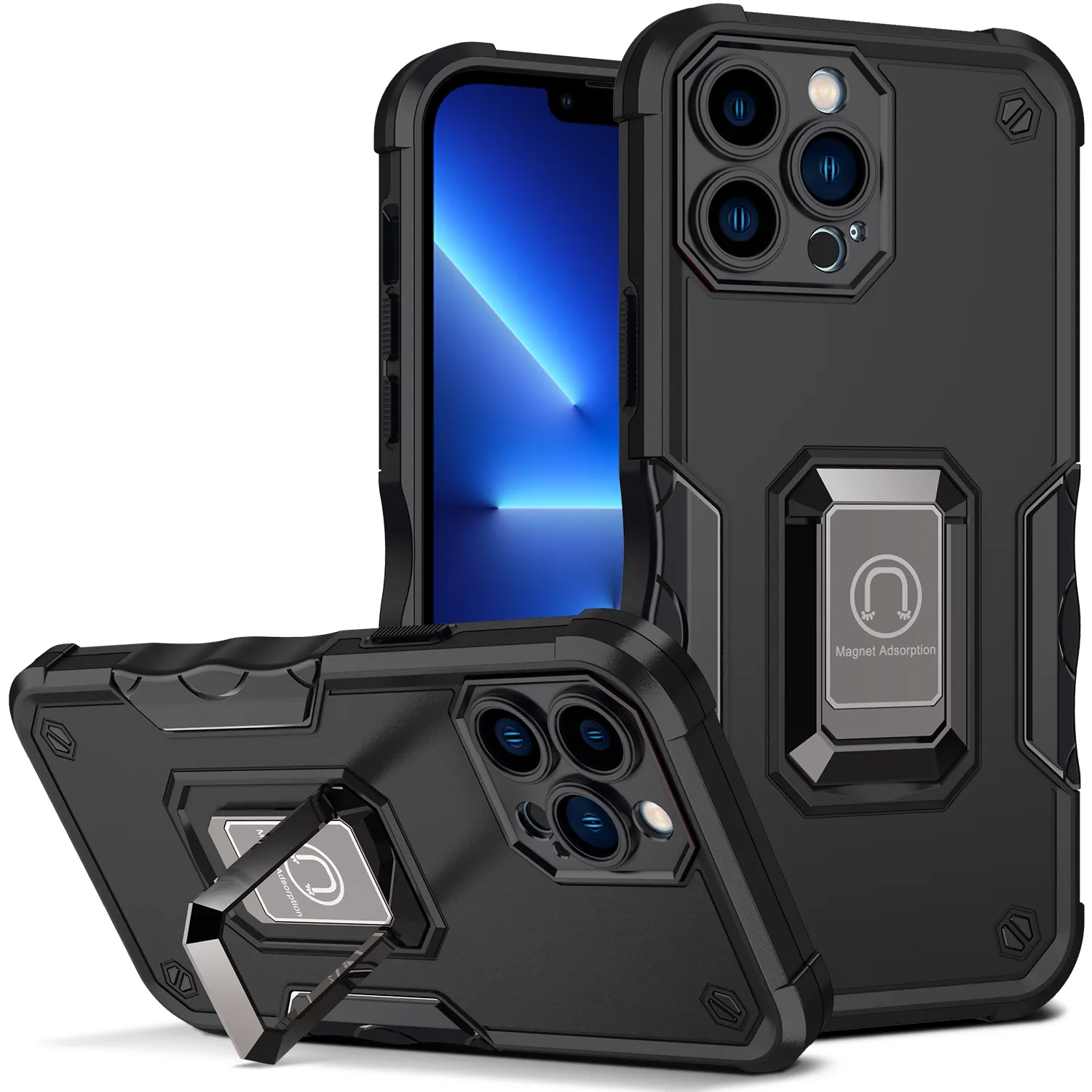 Rugged Shockproof Armor for iPhone 14 Pro Max Case Hybrid Dual Protective Ring Case for iPhone 13 Mini 12 11 X XS XR 7 8 Plus
